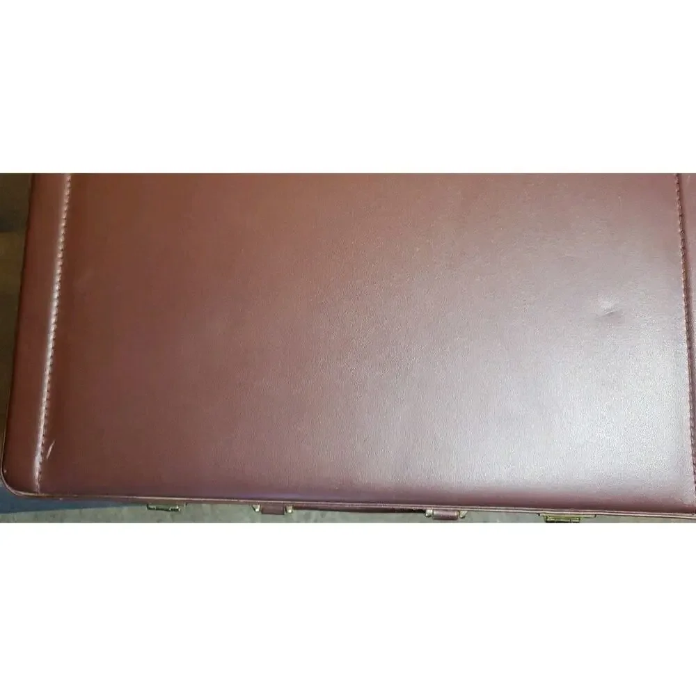 Fu Serng Leather Combination Lock Attache Briefcase Case Burgundy Vintage
